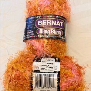 2 Skeins Bernat Bling Bling Eyelash and Pompom Yarn Twinkle Toes color